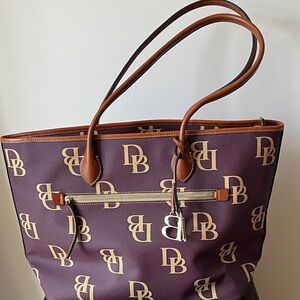 Dooney & Bourke Purple and Tan Tote Bag; NWOT